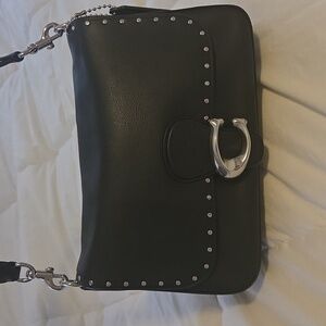 coach soft tabby black with silver rivets